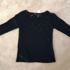 Joe Fresh Black lace 3/4 sleeve top